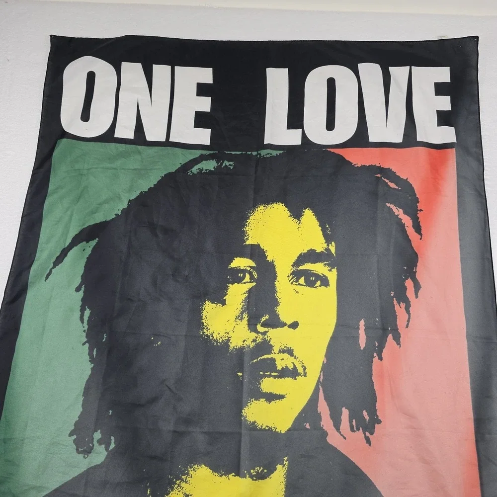Bob Marley One Love Cloth Tapestry 42x30 Vintage Faded Red Green Funky People